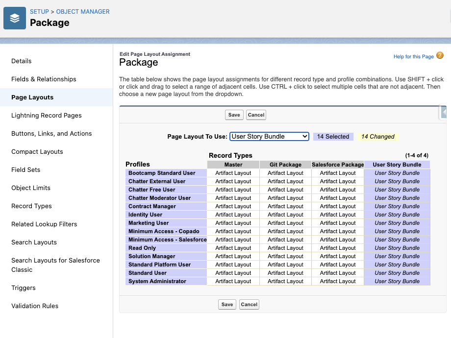 page layout assignment deployment through copado